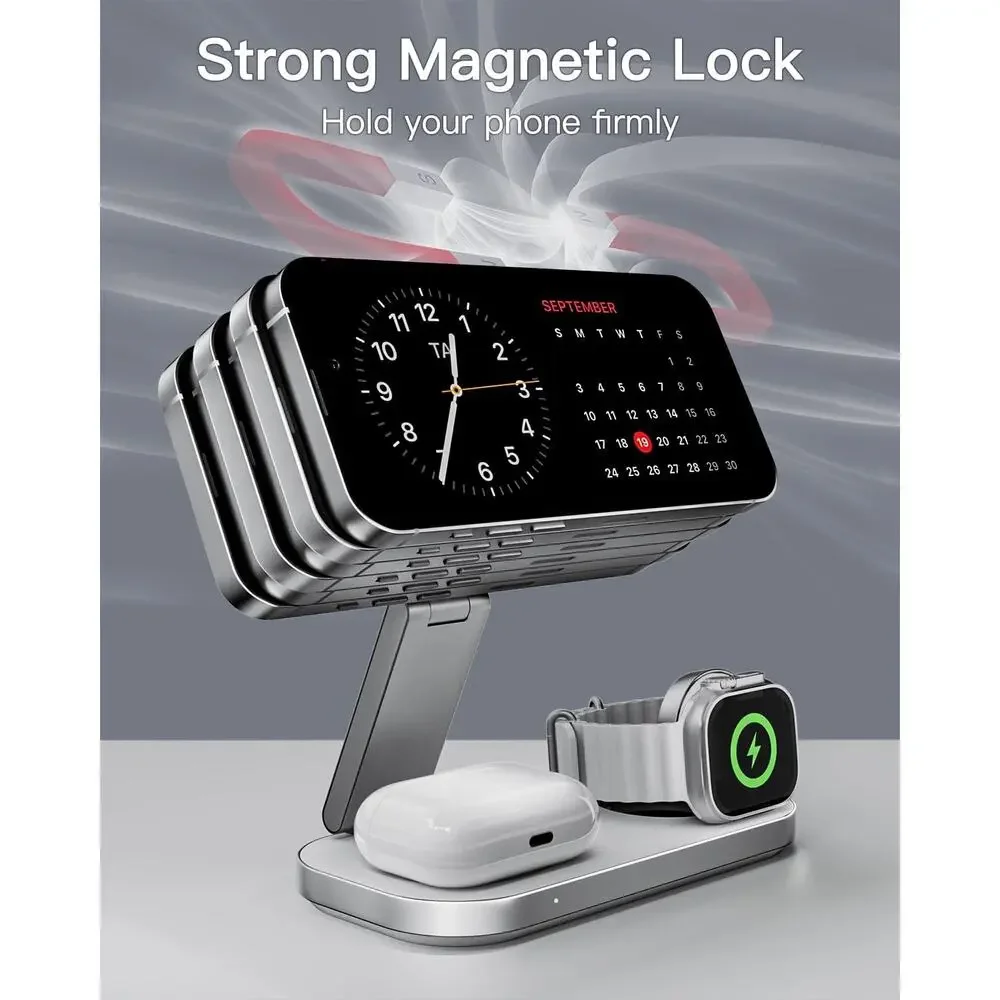 Foldable Magnetic Wireless 3-in-1 Charging Station for Apple Device